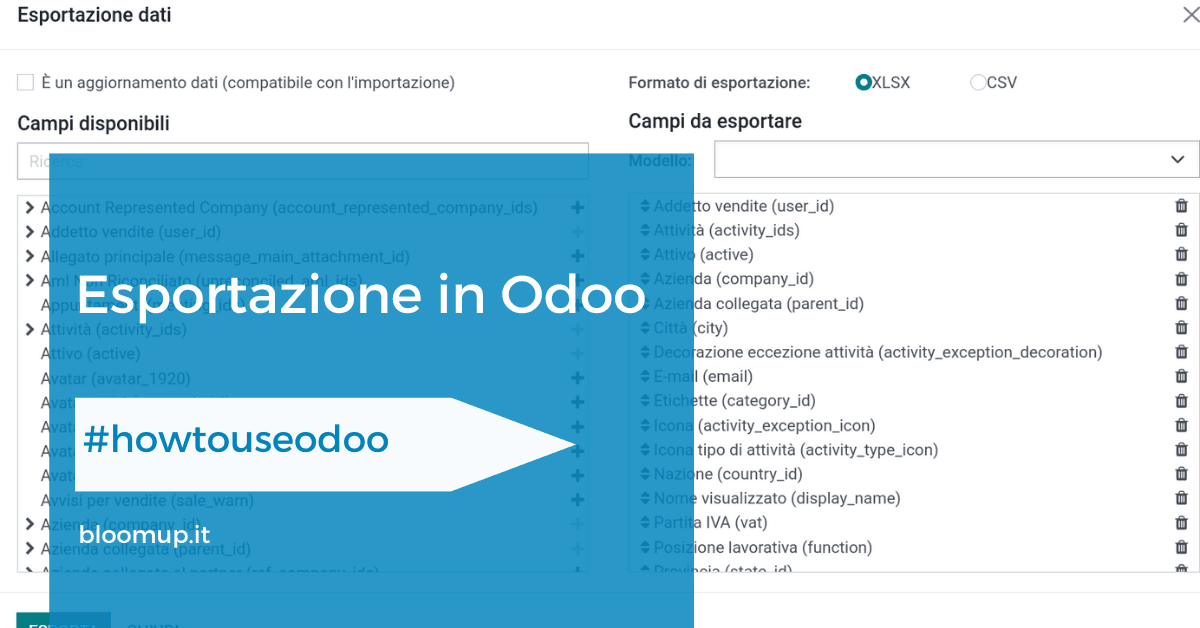 Come esportare dei dati in Odoo